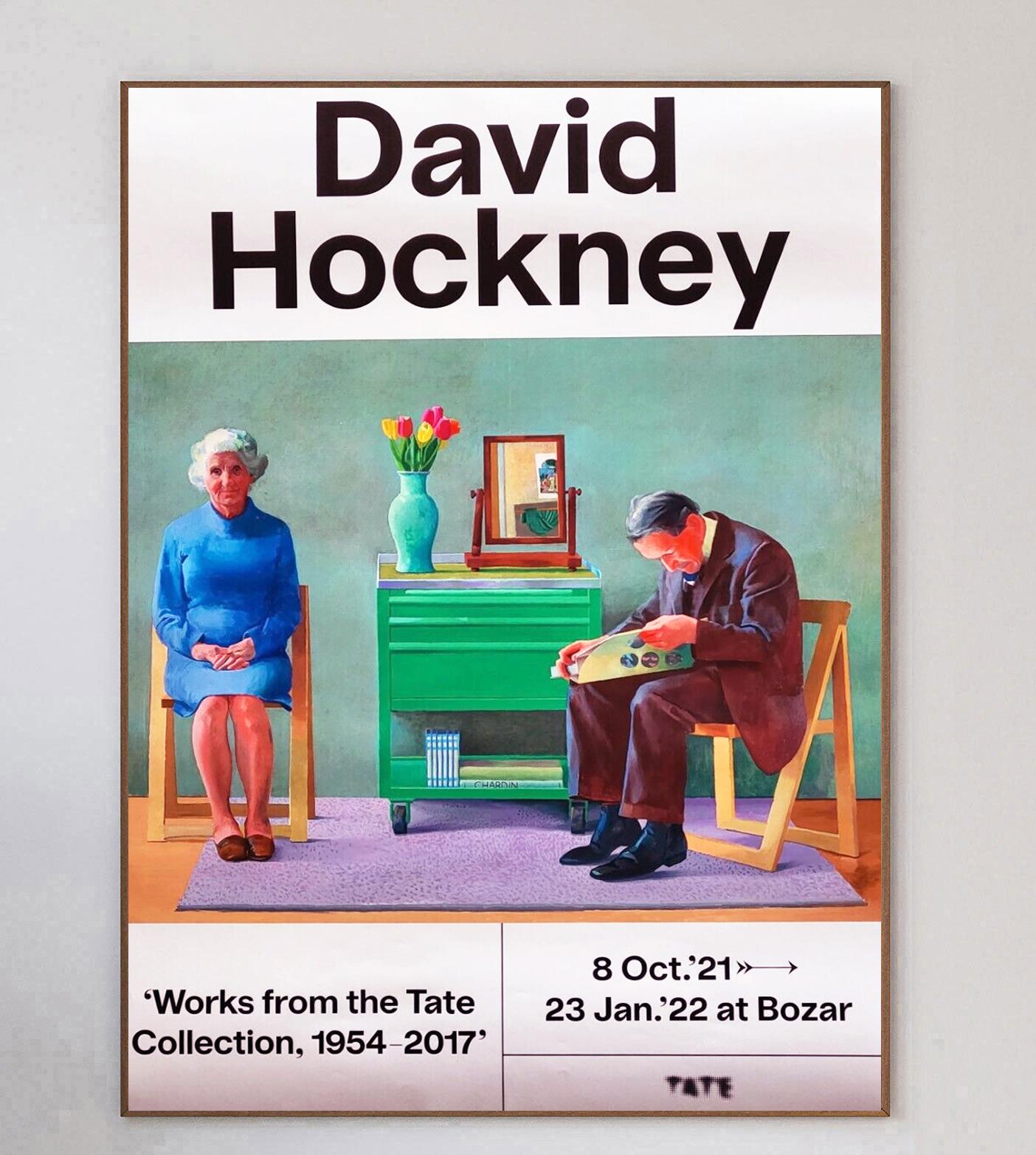 Dieses wunderschöne Plakat wirbt für die David Hockney-Ausstellung 