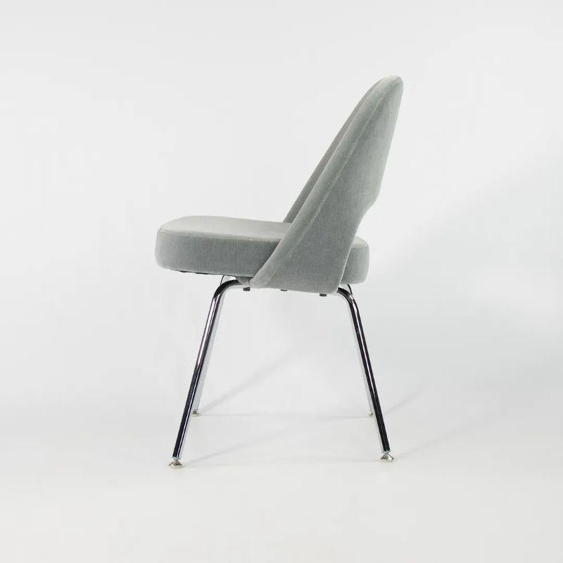 2021 Eero Saarinen for Knoll Armless Executive Dining Chair Blue Mohair Velvet For Sale 6