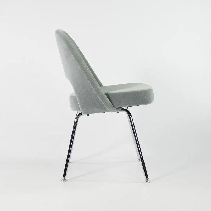 Modern 2021 Eero Saarinen for Knoll Armless Executive Dining Chair Blue Mohair Velvet For Sale