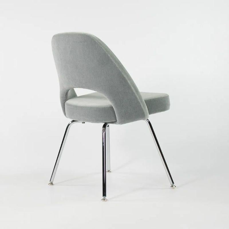 American 2021 Eero Saarinen for Knoll Armless Executive Dining Chair Blue Mohair Velvet For Sale