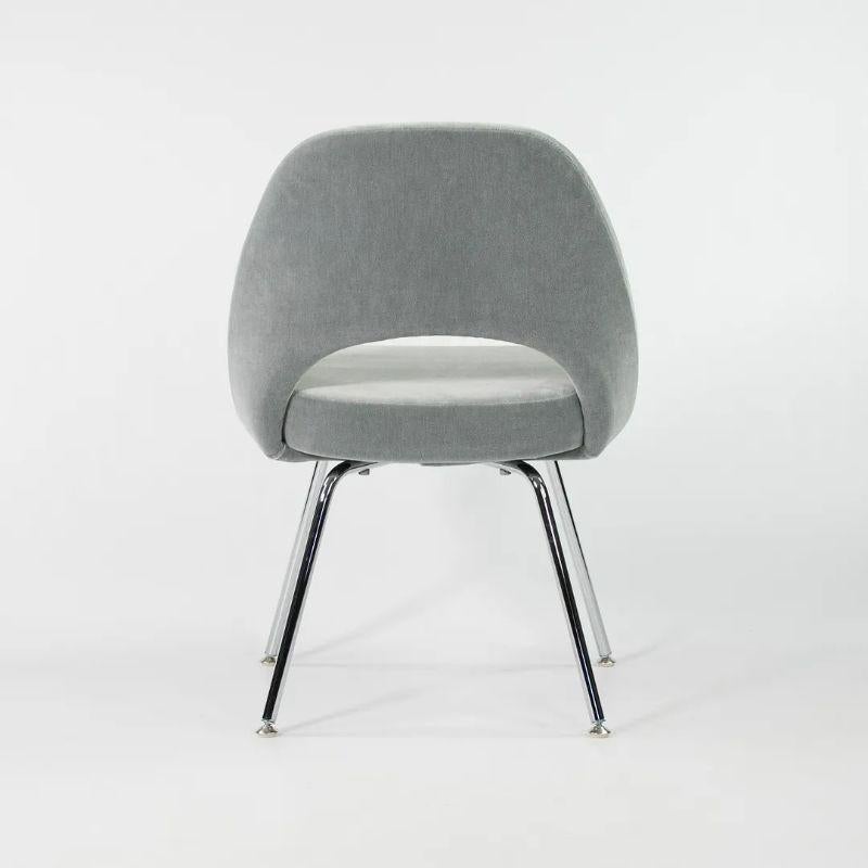 2021 Eero Saarinen for Knoll Armless Executive Dining Chair Blue Mohair Velvet For Sale 3