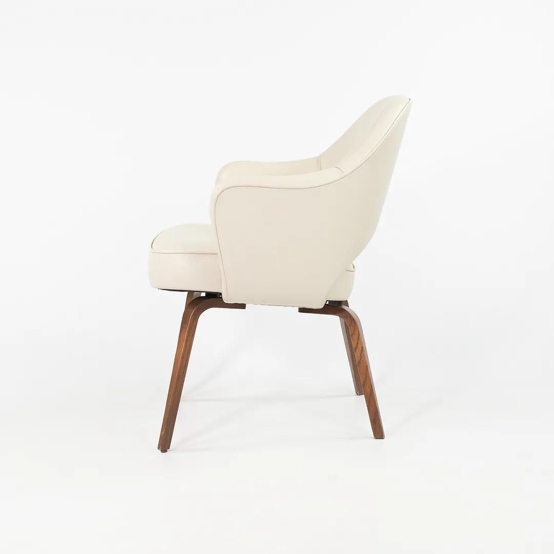 2021 Eero Saarinen for Knoll Executive Arm Chair Leather w/ Wood Legs In Excellent Condition For Sale In Philadelphia, PA