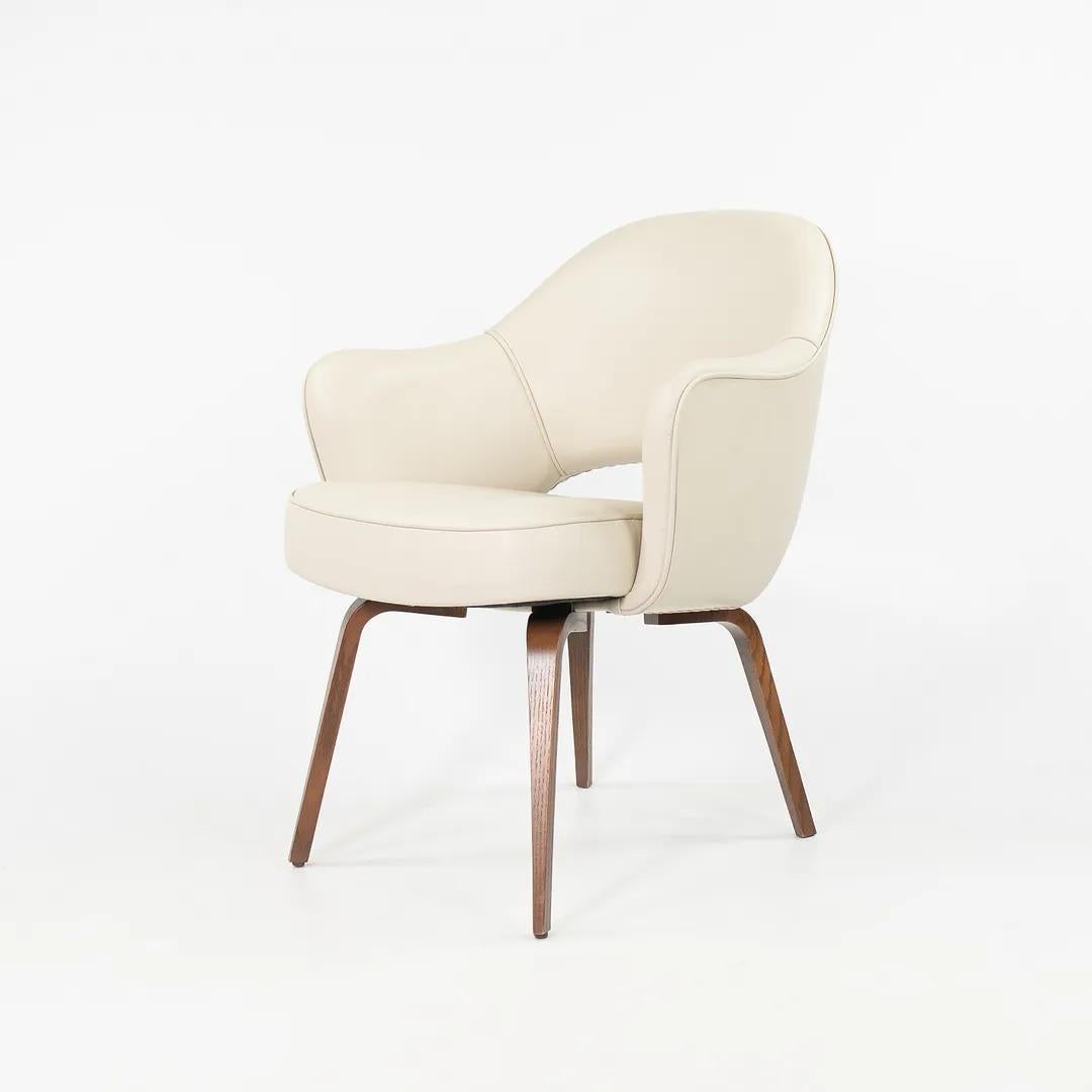 2021 Eero Saarinen for Knoll Executive Arm Chair Leather w/ Wood Legs For Sale 1