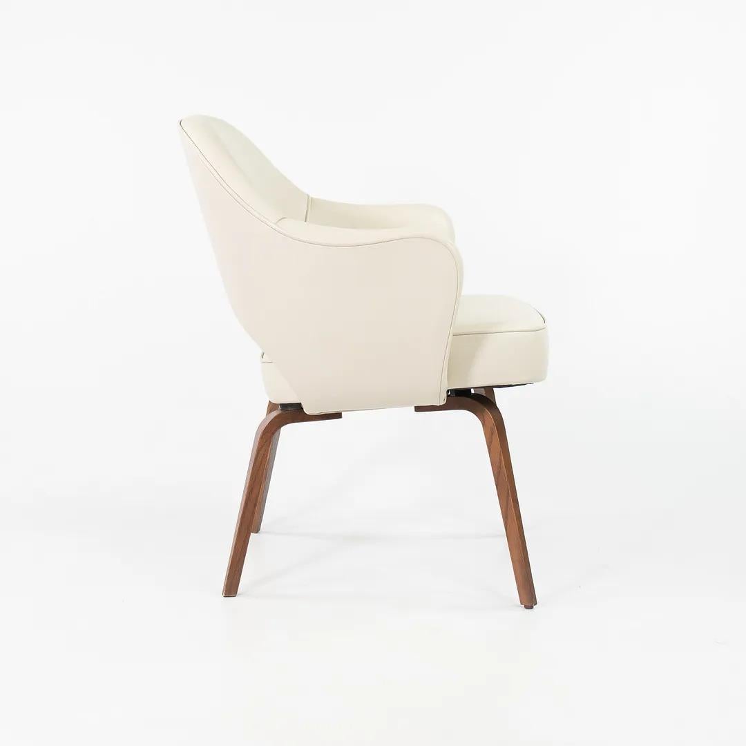 2021 Eero Saarinen for Knoll Executive Arm Chair Leather w/ Wood Legs For Sale 2