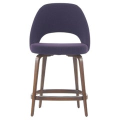 2021 Eero Saarinen Knoll Executive Counter Stool w/ Walnut Base in Purple Boucle