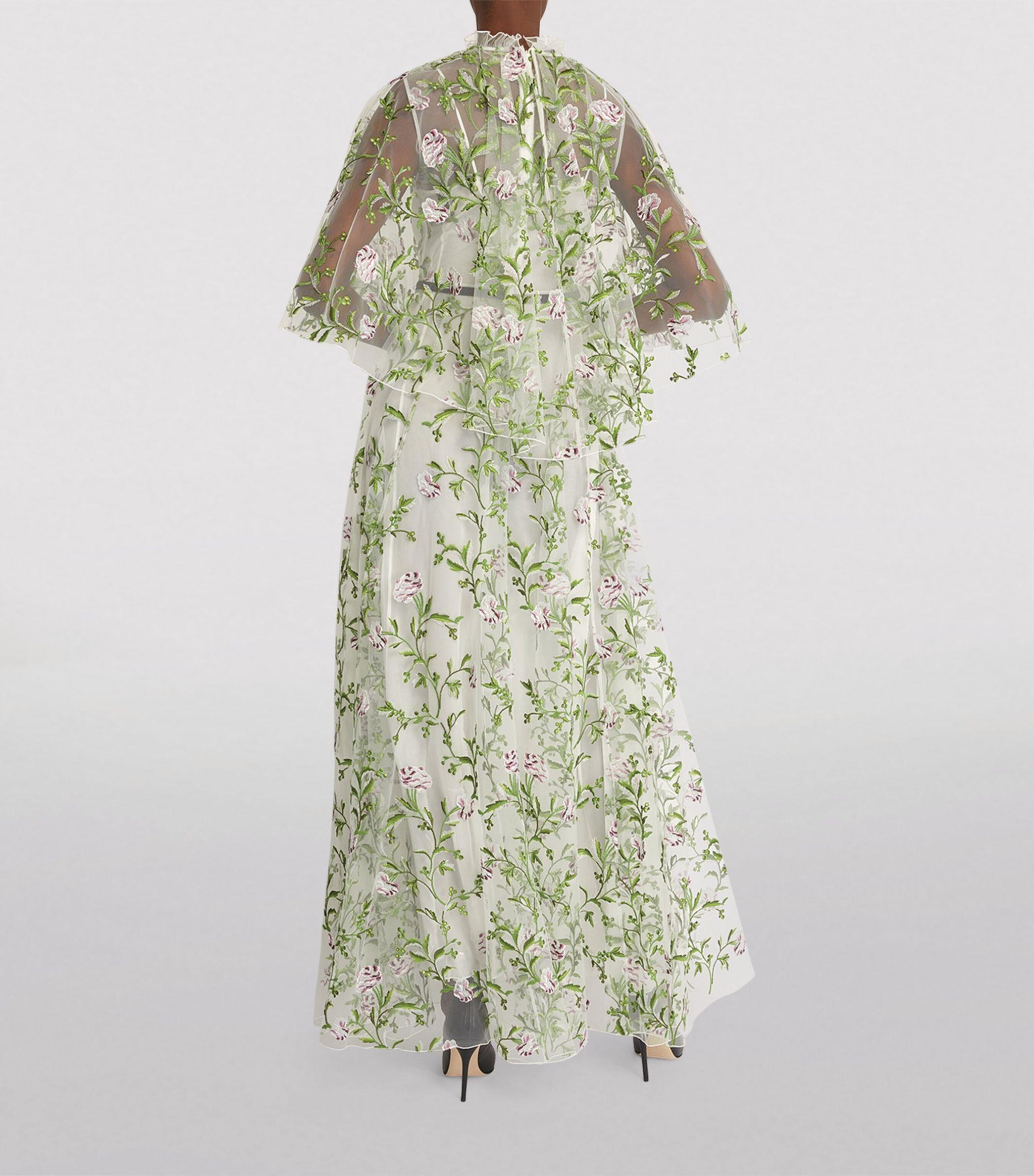 2021 Giambattista Valli Runway Floral Embroidered Tulle Maxi Dress In Excellent Condition For Sale In London, GB