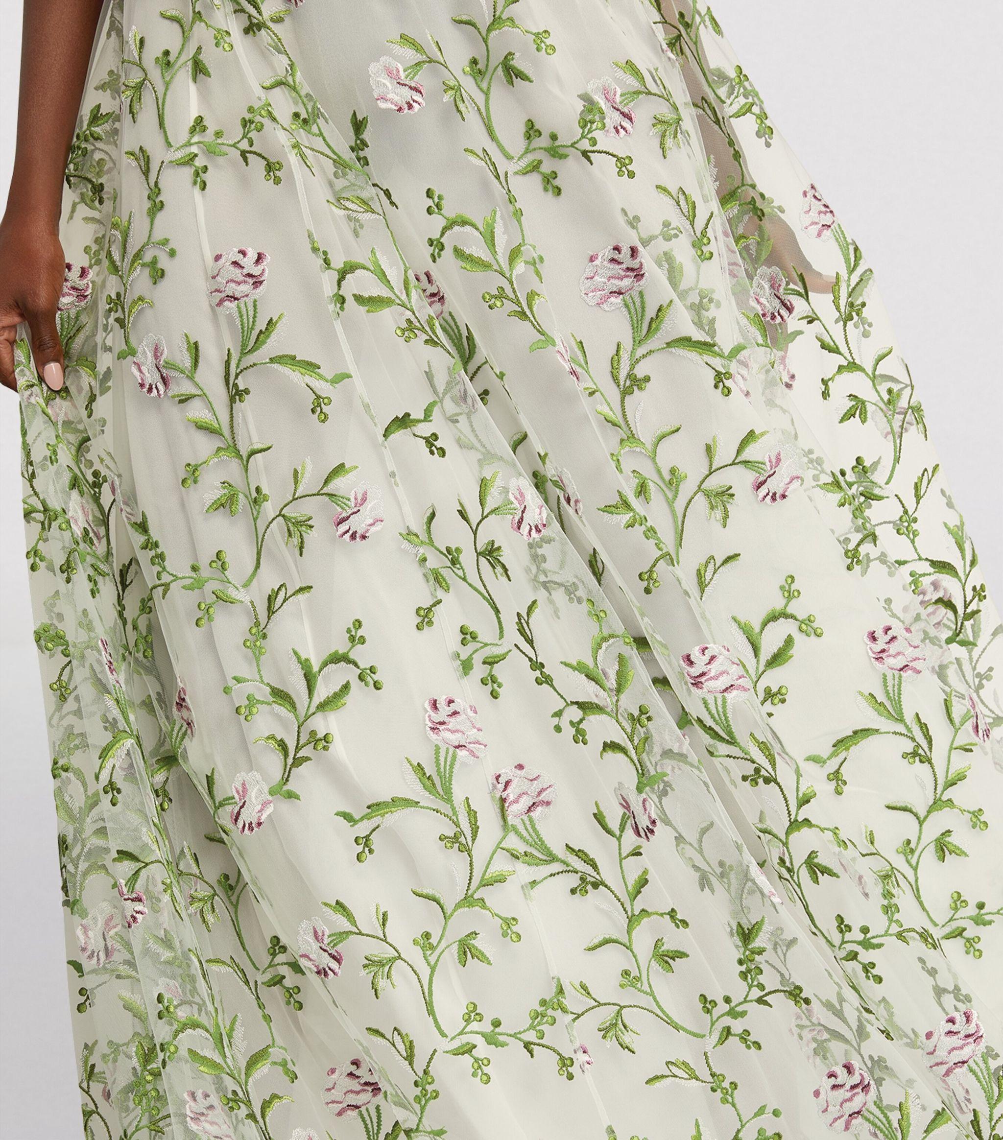 2021 Giambattista Valli Runway Floral Embroidered Tulle Maxi Dress For Sale 1