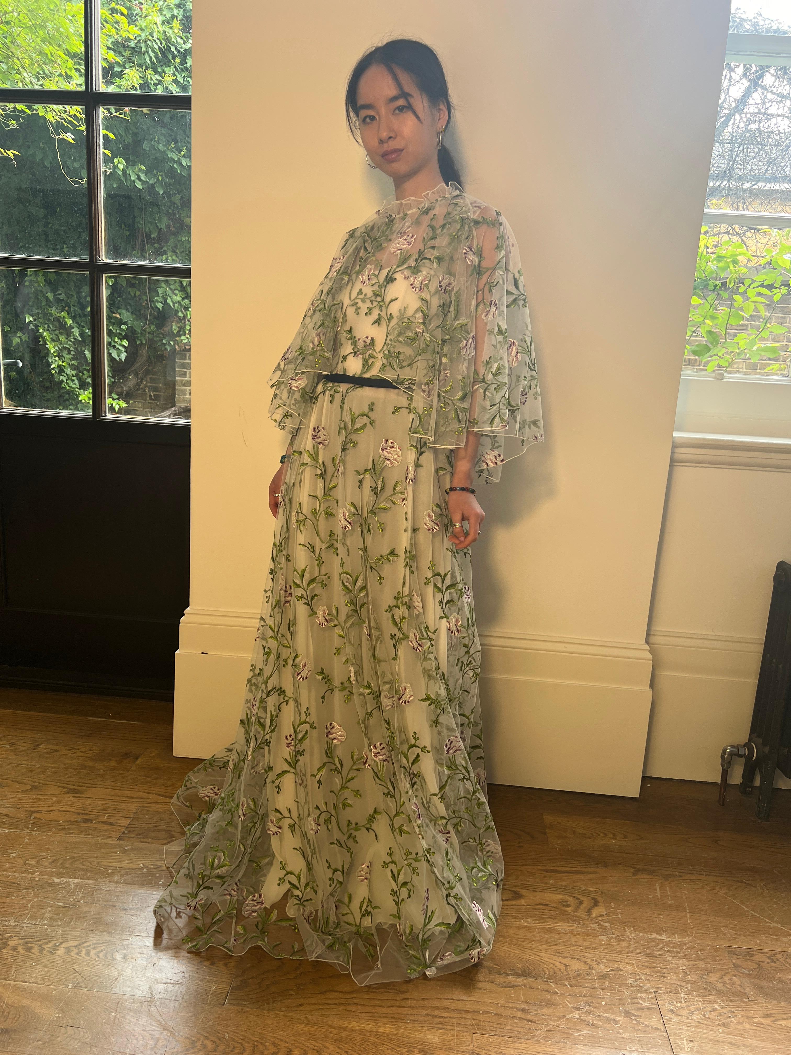 2021 Giambattista Valli Runway Floral Embroidered Tulle Maxi Dress For Sale 5