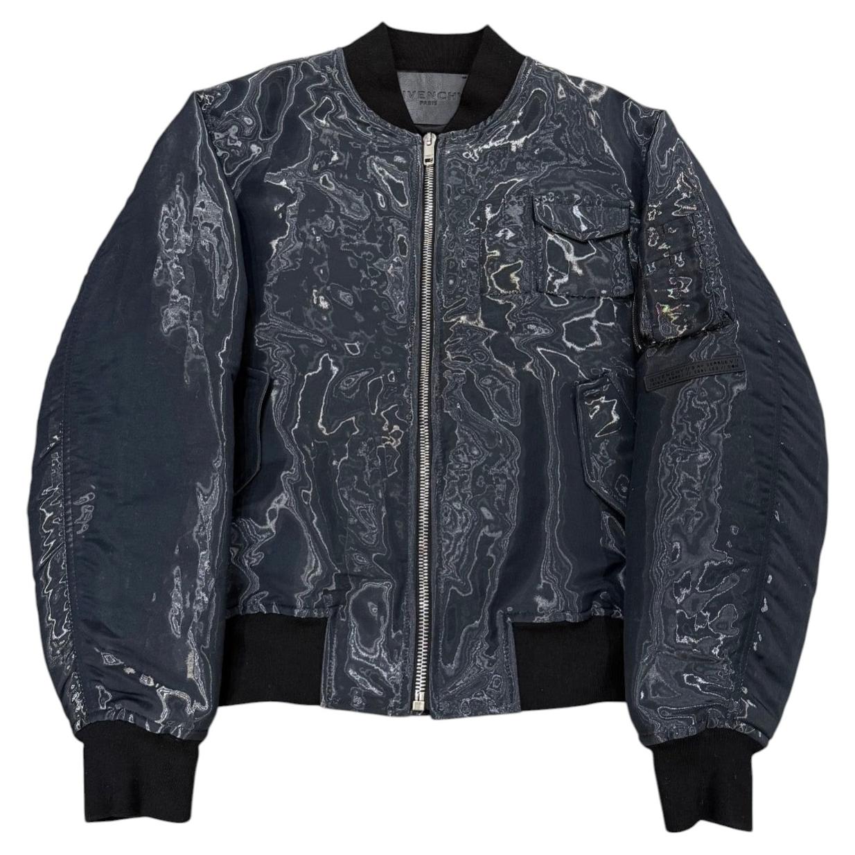 Pre-owned Givenchy 2021 Liquid Metal Iridescent Bomber In Black