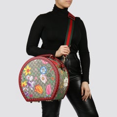 2021 Gucci GG Flora Coated Canvas & Red Pigskin Leather Hat Box