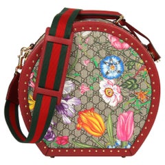 2021 Gucci GG Flora Coated Canvas & Red Pigskin Leather Hat Box
