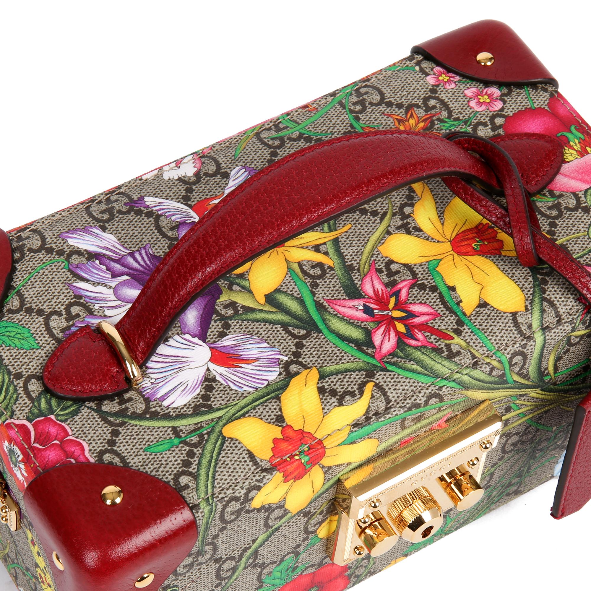 2021 Gucci GG Flora Coated Canvas & Red Pigskin Leather Jewellery Case 2