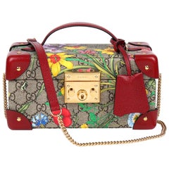 2021 Gucci GG Flora Coated Canvas & Red Pigskin Leather Jewellery Case
