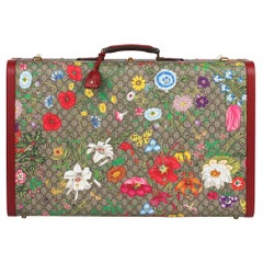 2021 Gucci GG Flora Coated Canvas & Red Pigskin Leather Maxi Suitcase Trunk 