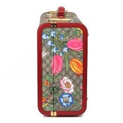 2021 Gucci GG Flora Coated Canvas & Red Pigskin Leather Suitcase Trunk