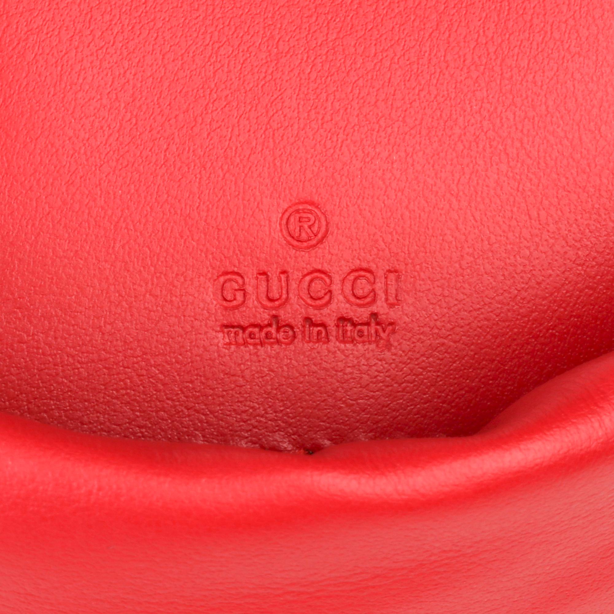2021 Gucci Red Quilted Calfskin Leather Mini Marmont Bucket Bag 2