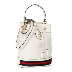 2021 Gucci White Pigskin Leather Web Orphidia Bucket Bag