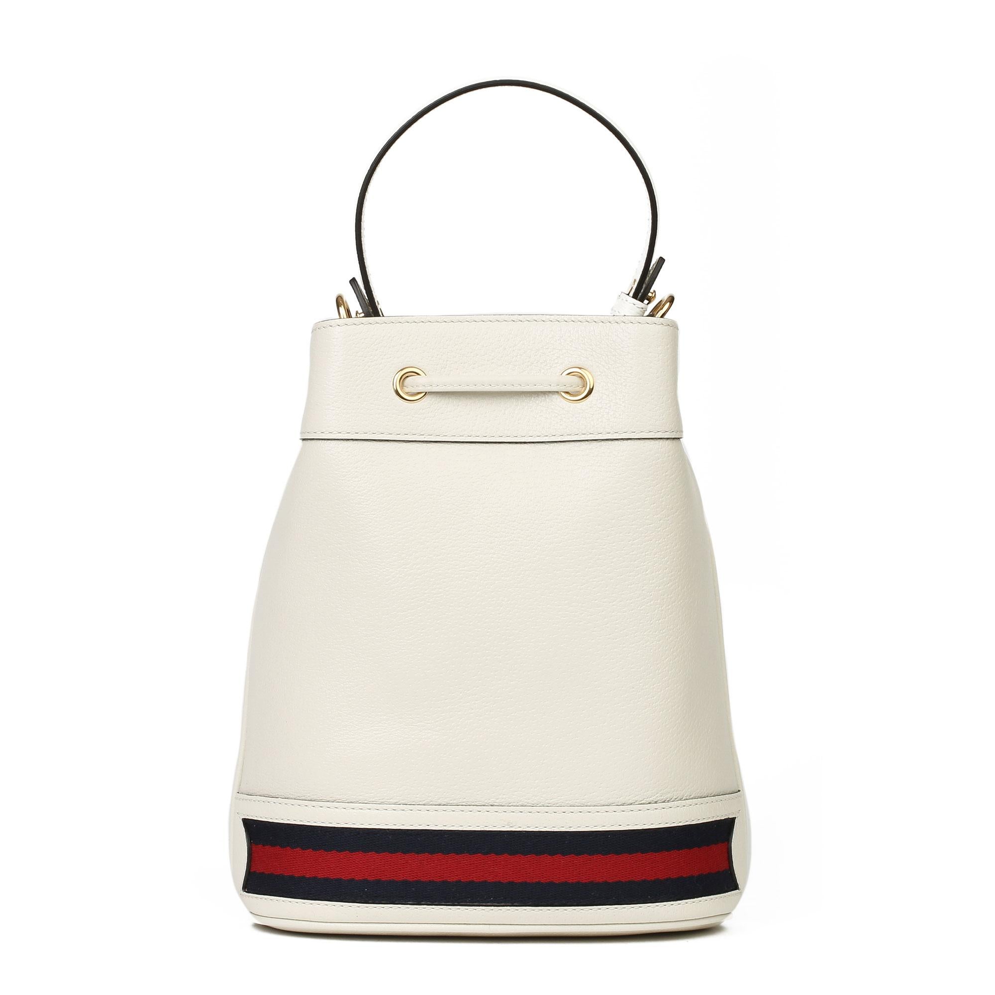 Women's or Men's 2021 Gucci White Pigskin Leather Web Orphidia Bucket Bag