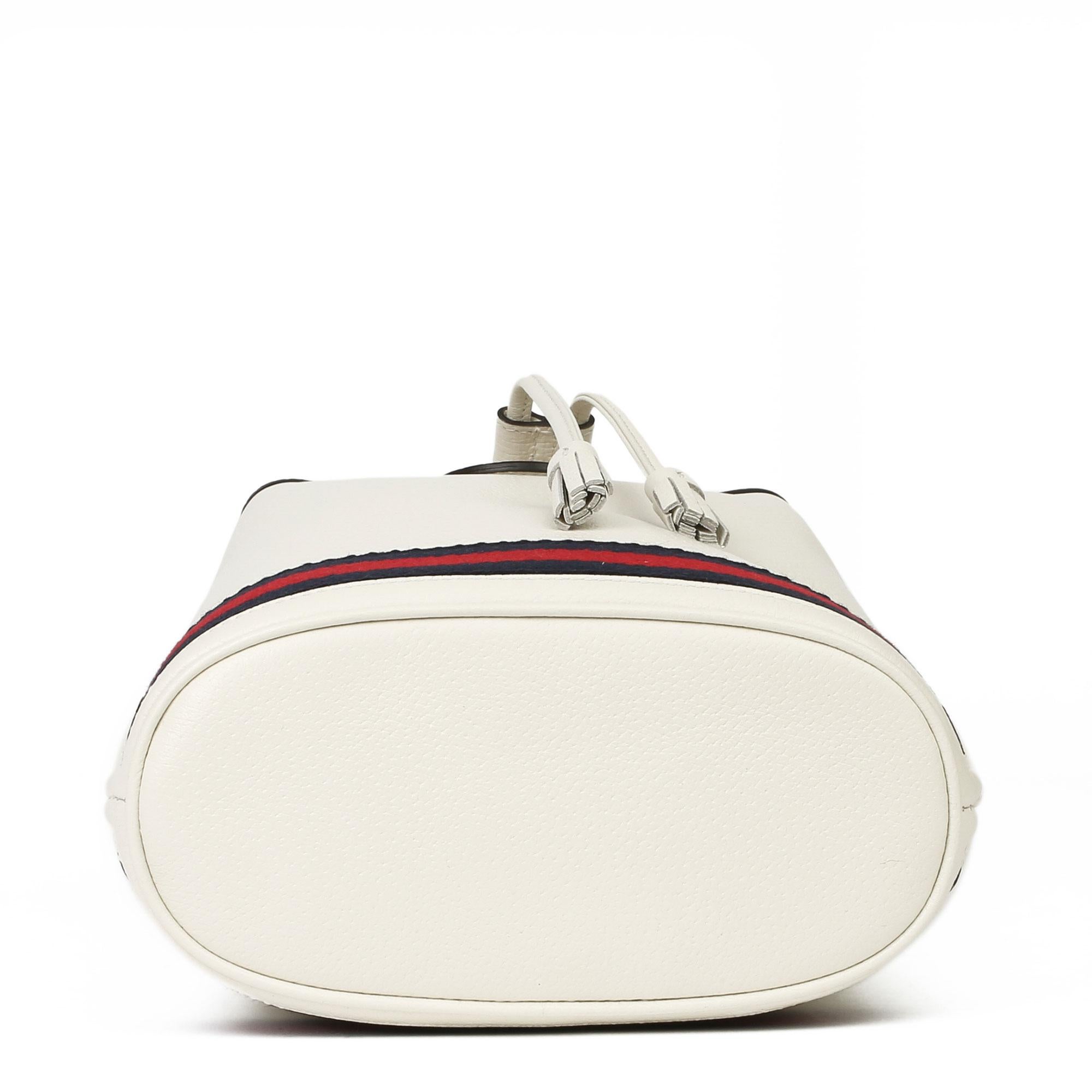 2021 Gucci White Pigskin Leather Web Orphidia Bucket Bag 1
