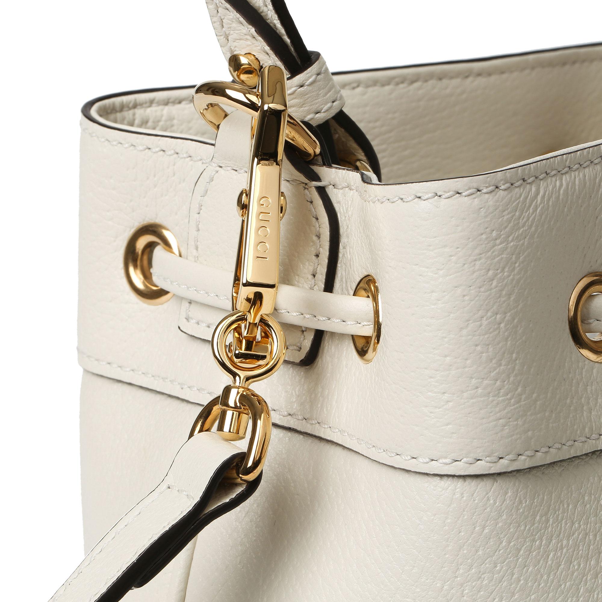 2021 Gucci White Pigskin Leather Web Orphidia Bucket Bag 2