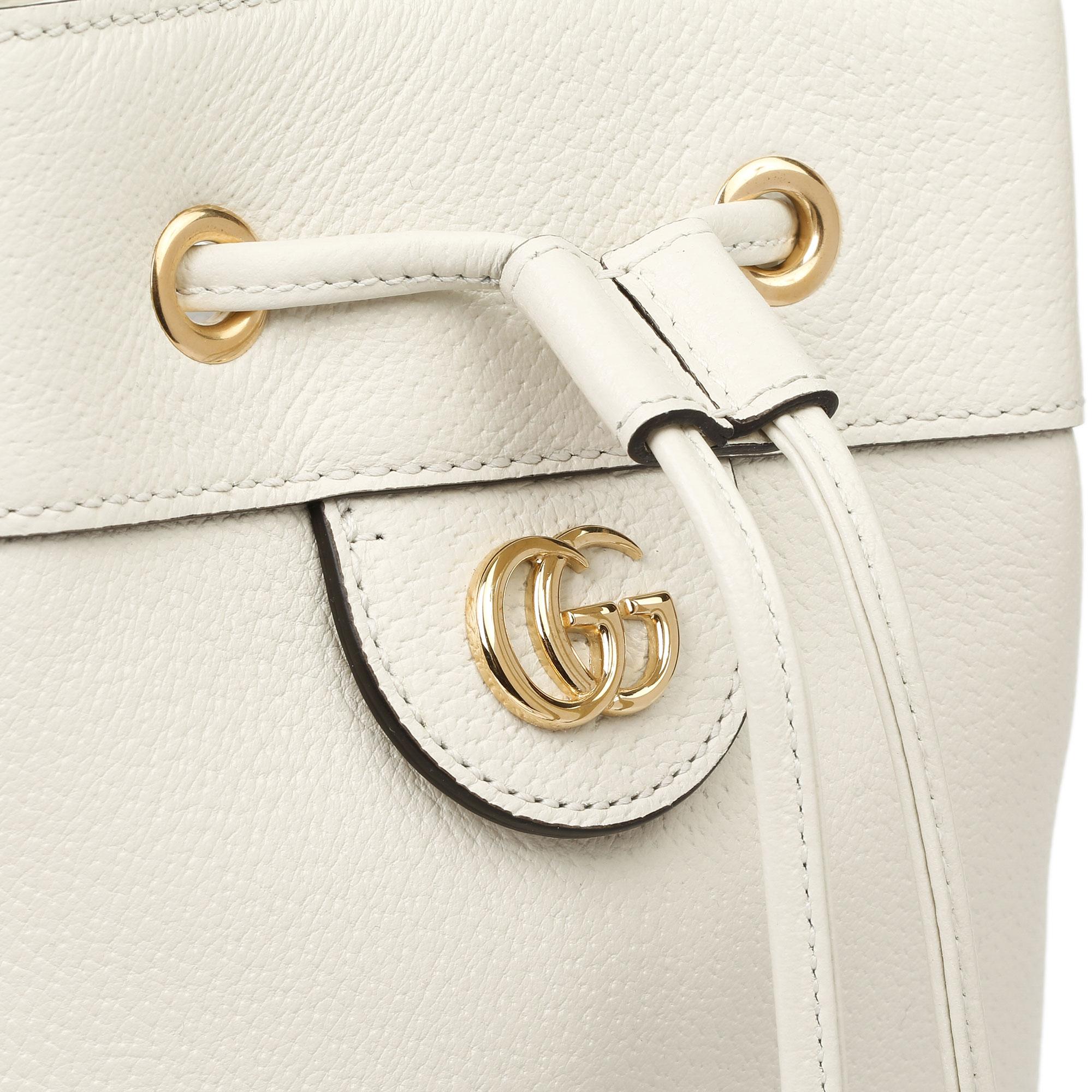 2021 Gucci White Pigskin Leather Web Orphidia Bucket Bag 3