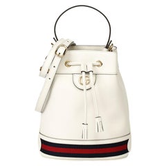 2021 Gucci White Pigskin Leather Web Orphidia Bucket Bag