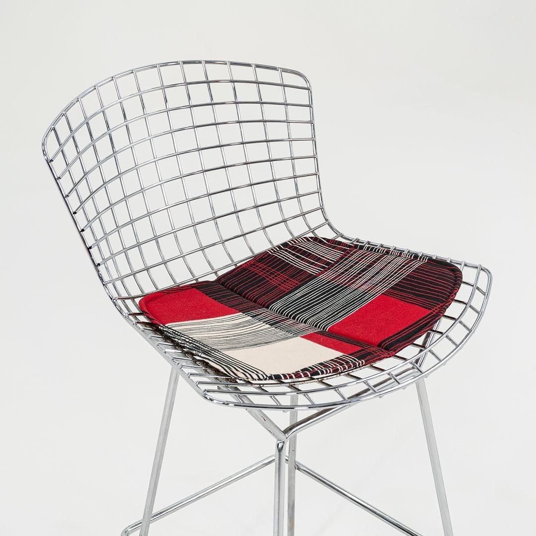 2021 Harry Bertoia for Knoll Chrome Bar Stool w/ Red Pads Model 428C For Sale 5