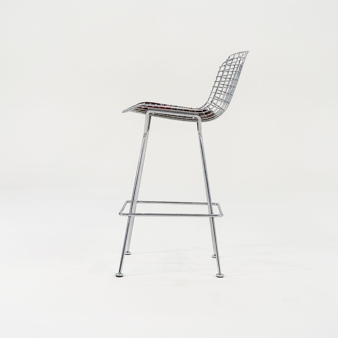 2021 Harry Bertoia for Knoll Chrome Bar Stool w/ Red Pads Model 428C For Sale 2