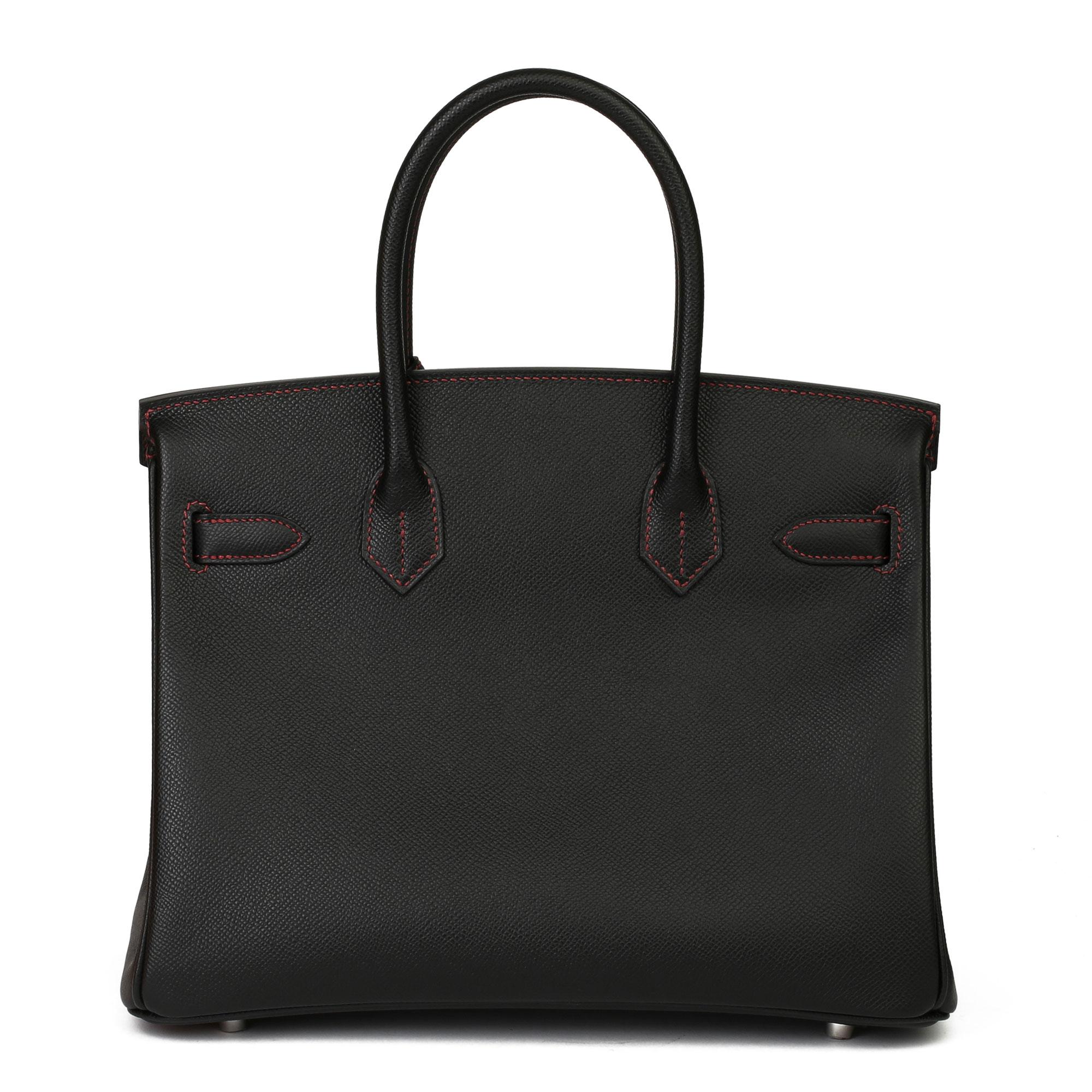 2021 Hermes Black Epsom & Rouge H Contrast Stitch Special Order HSS Birkin In New Condition In Bishop's Stortford, Hertfordshire