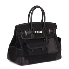 2021 Hermes Black Toile Canvas & Swift Leather Cargo Birkin 35cm