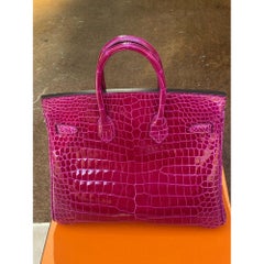 2021 Hermès Rose Sheherazade crocodile birkin 25