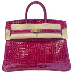 2021 Hermès Rose Sheherazade crocodile birkin 25