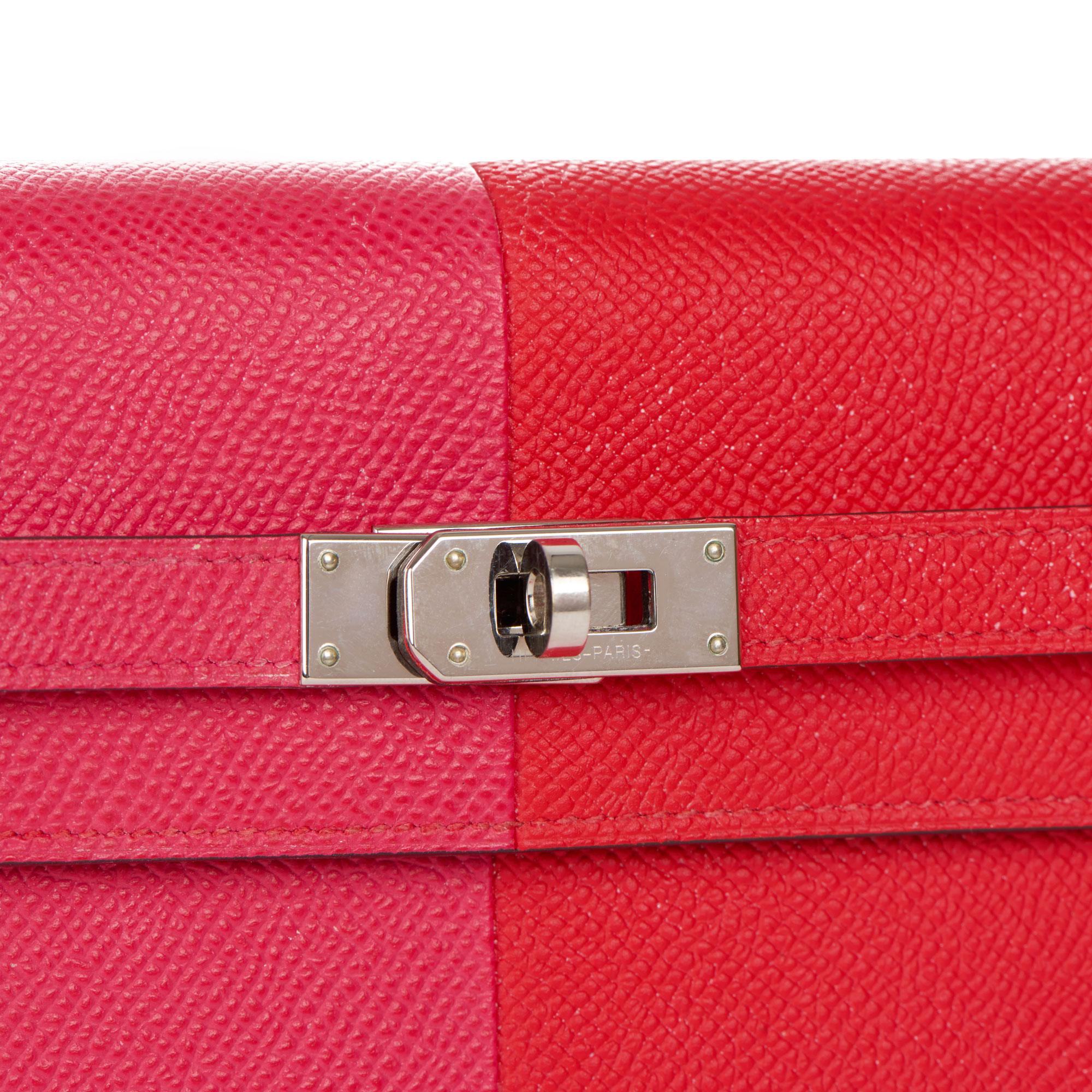 2021 Hermes Rouge De Coeur 8 Rose Extreme Epsom Leather Kelly To Go Long Wallet 2