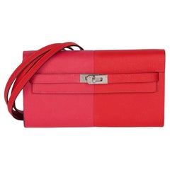 2021 Hermes Rouge De Coeur 8 Rose Extreme Epsom Leather Kelly To Go Long Wallet