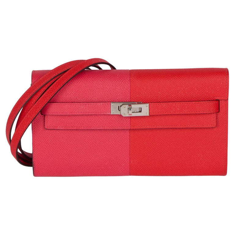 Hermes Paris Red Leather Womens Clutch Wallet W/ Coin Purse 8"