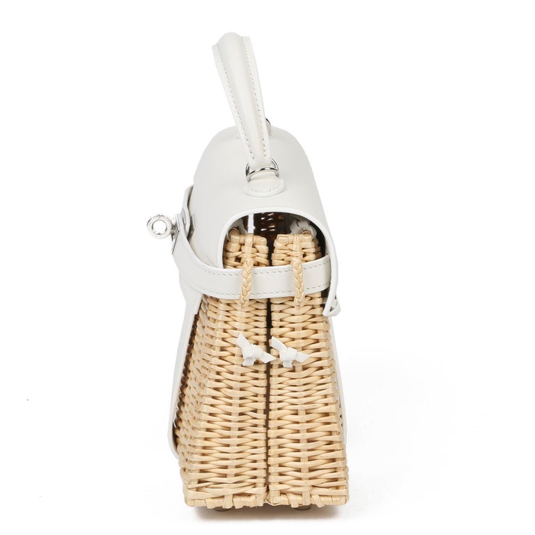 Hermès White Mini Kelly Picnic 20cm of Osier Wicker and Swift Leather with  Palladium Hardware, Handbags & Accessories Online, Ecommerce Retail