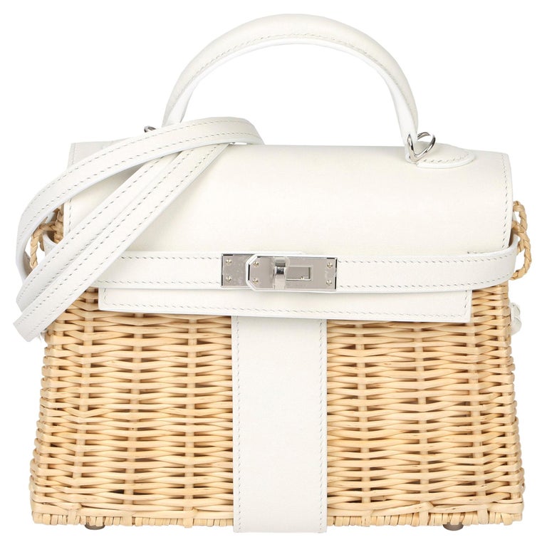 2021 Hermes White Swift Leather and Woven Osier Whicker Mini Kelly Picnic  at 1stDibs | hermes picnic bag, hermes woven bag, white picnic bag