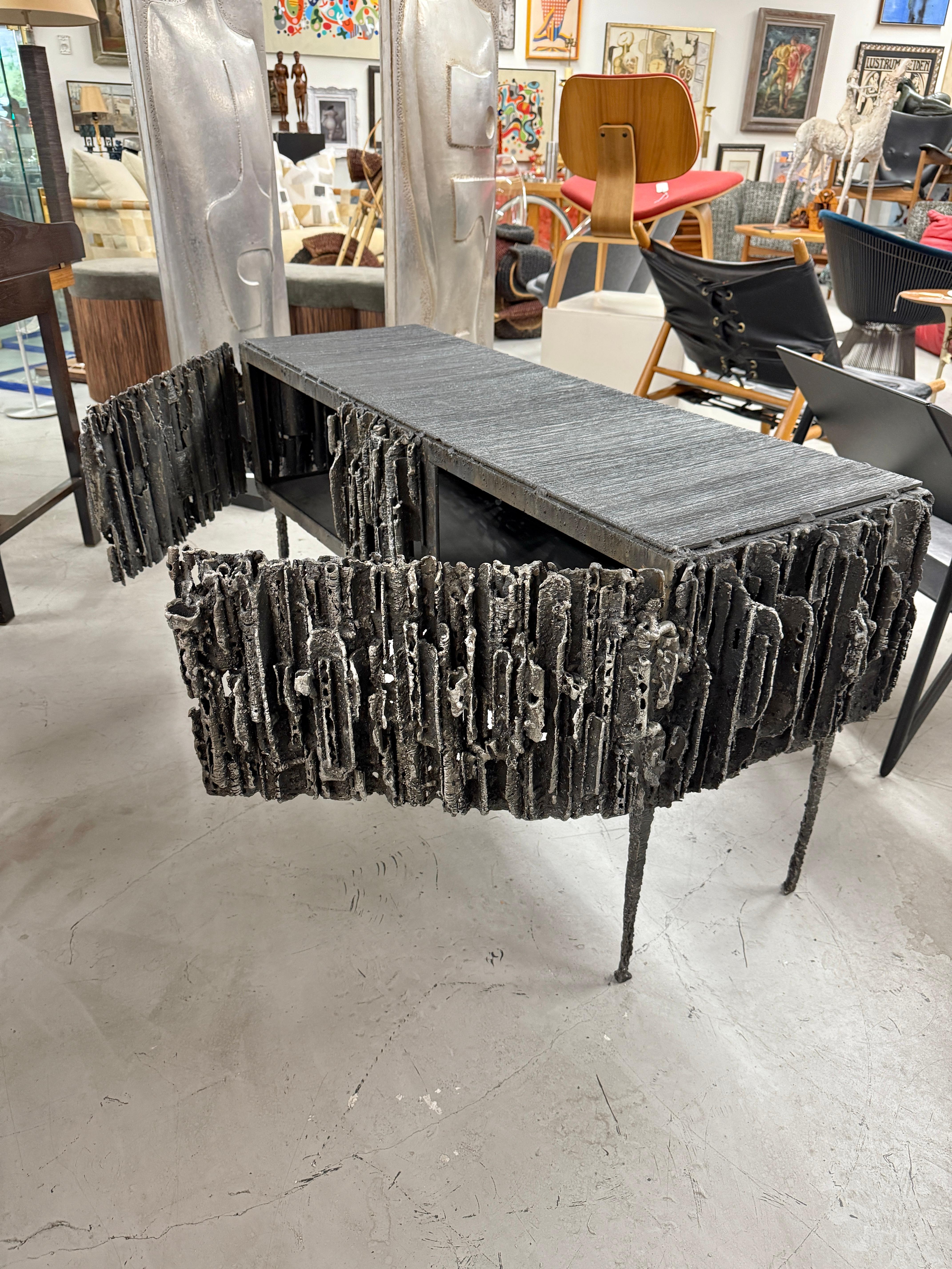 2021 James Bearden Brutalist Corinthian Cabinet in Plasma Carved Steel For Sale 6