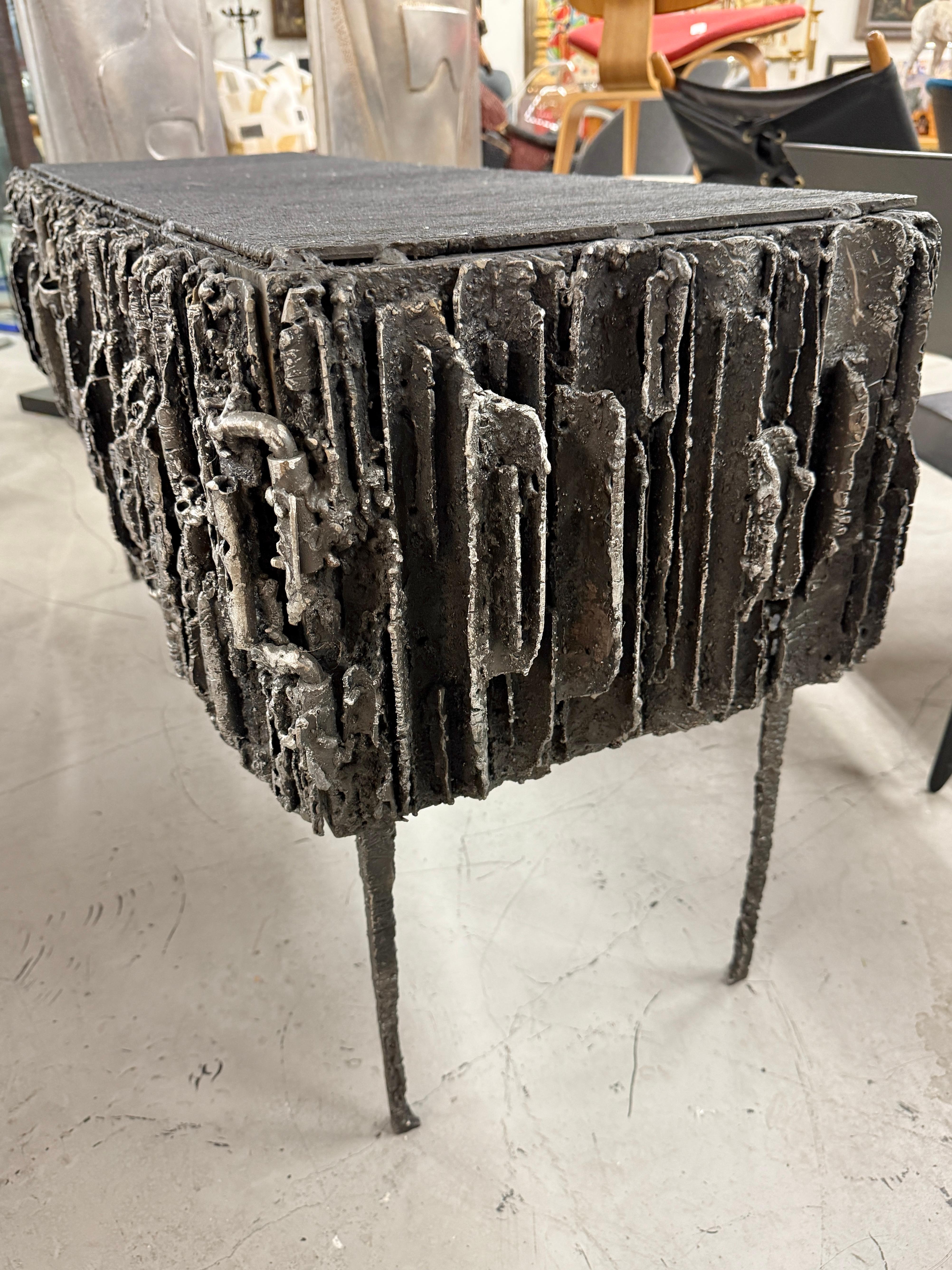 American 2021 James Bearden Brutalist Corinthian Cabinet in Plasma Carved Steel For Sale