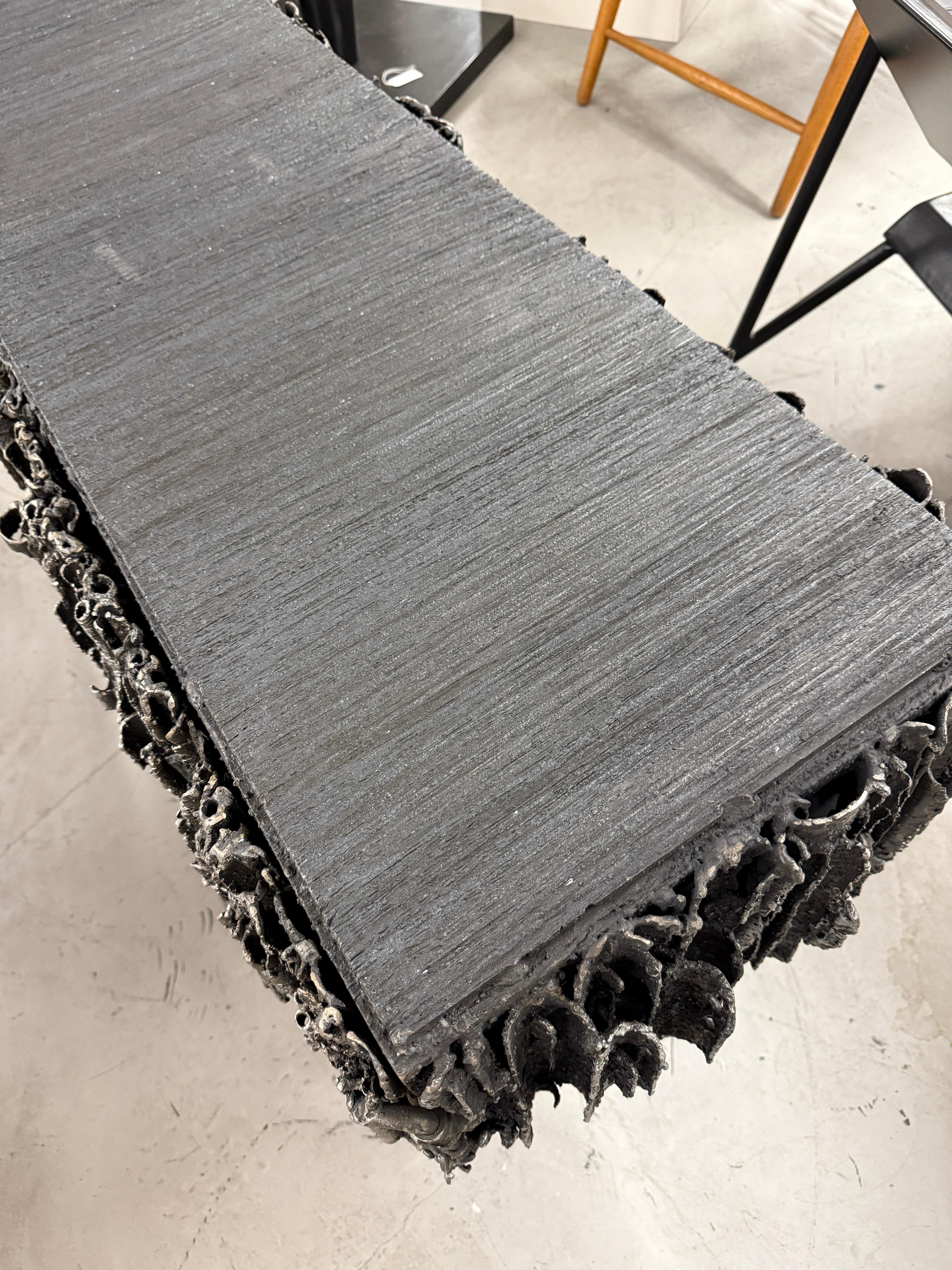 Hand-Crafted 2021 James Bearden Brutalist Corinthian Cabinet in Plasma Carved Steel For Sale