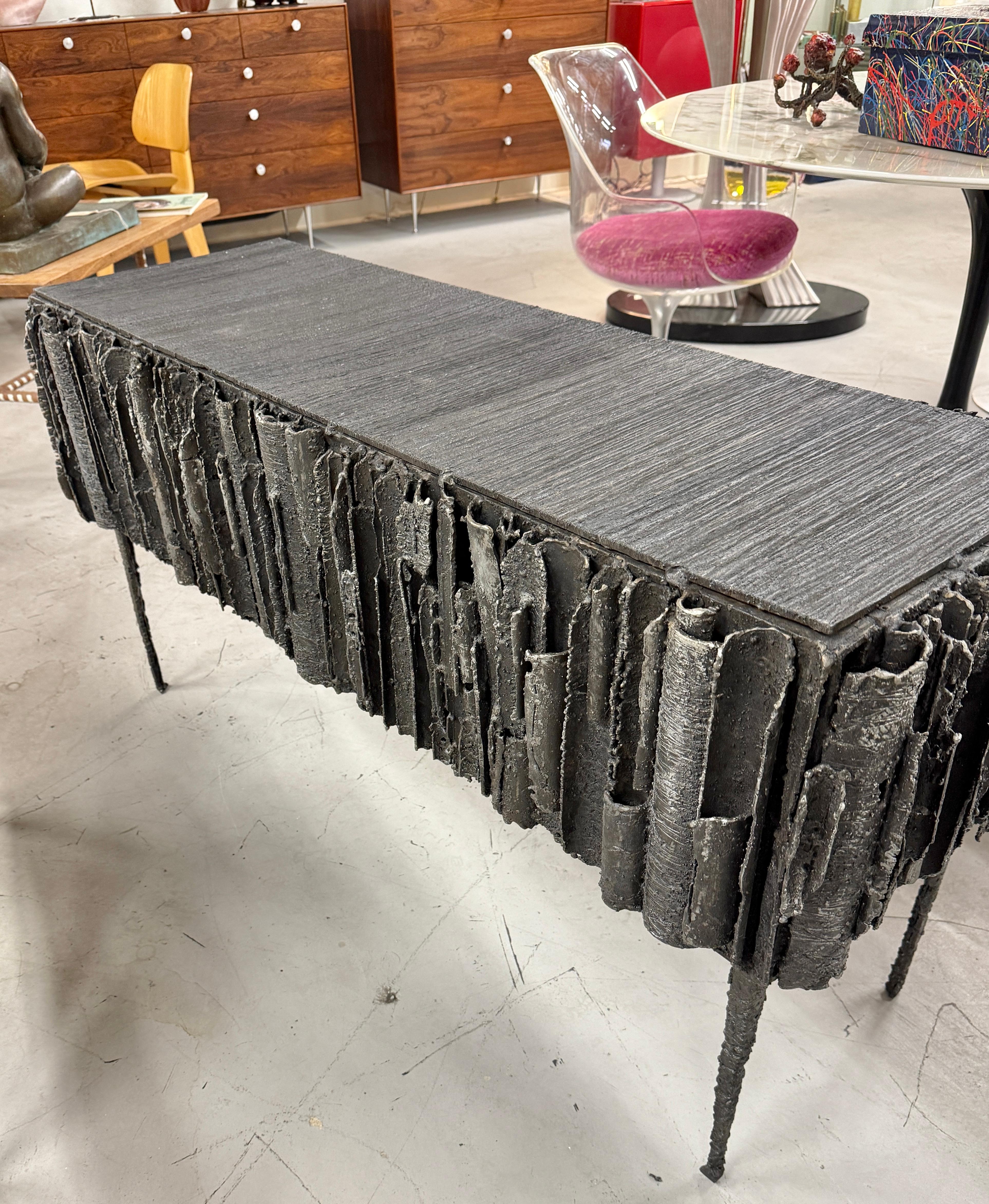 2021 James Bearden Brutalist Corinthian Cabinet in Plasma Carved Steel For Sale 2