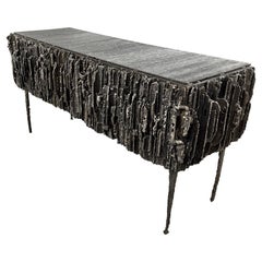 2021 James Bearden Cabinet corinthien brutaliste en acier sculpté au plasma