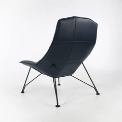 2021 Jehs+Laub Wire Lounge Chair per Knoll Studio in pelle blu scuro Marin