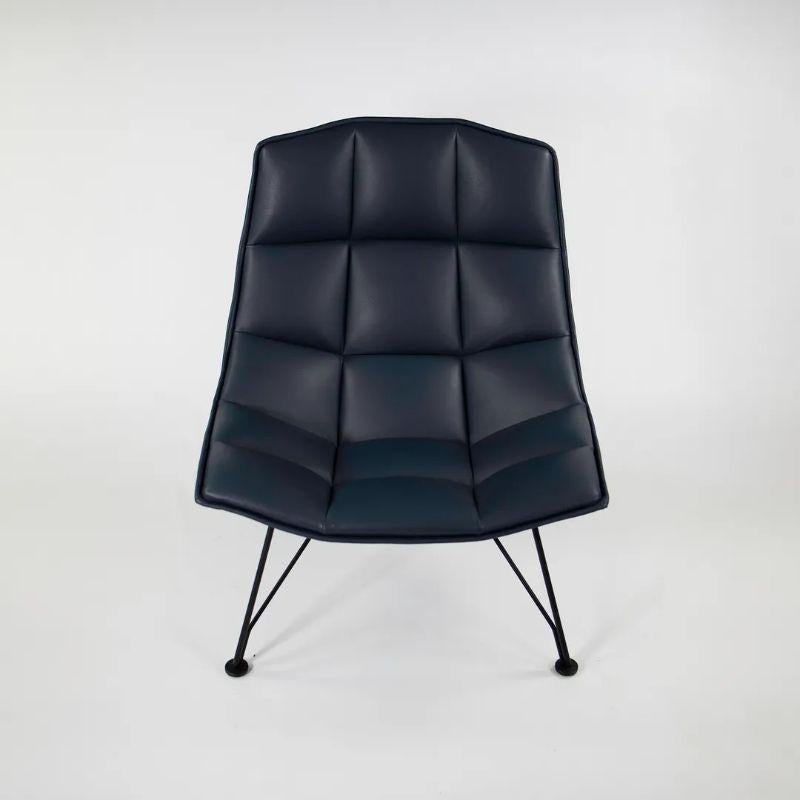 XXIe siècle et contemporain Chaise longue Jehs+Laub Wire pour Knoll Studio en cuir bleu marine foncé 2021 en vente