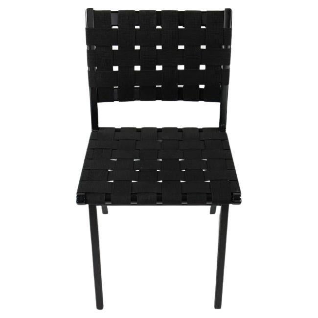 2021 Jens Risom for Knoll Risom Side Dining Chair Ebonized Maple & Black Webbing For Sale