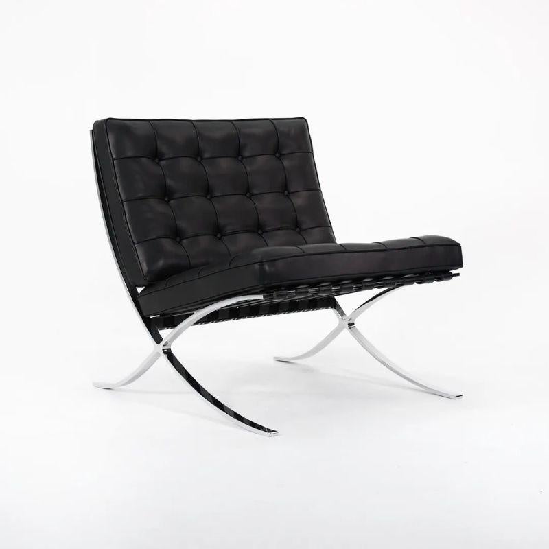 2021 Mies van der Rohe for Knoll Barcelona Chair in Upgraded Black Leather In Good Condition For Sale In Philadelphia, PA