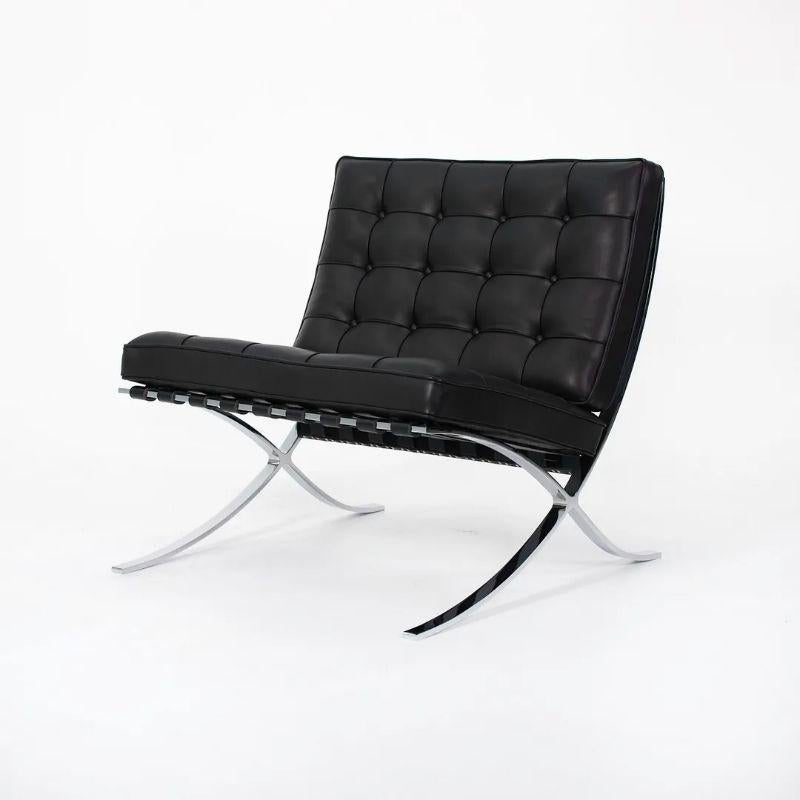 Contemporary 2021 Mies van der Rohe for Knoll Barcelona Chair in Upgraded Black Leather For Sale
