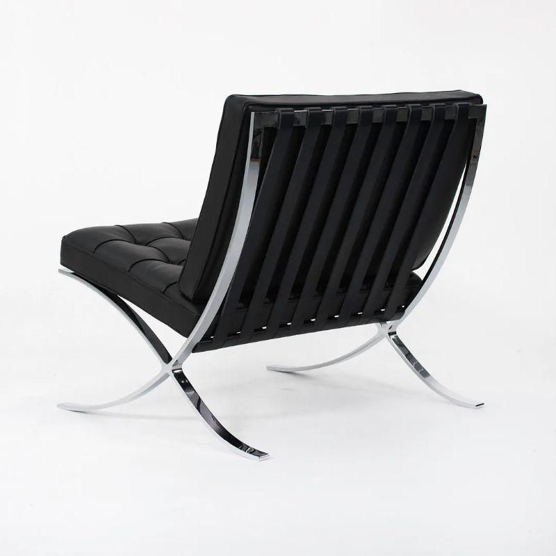 2021 Mies van der Rohe for Knoll Barcelona Chair in Upgraded Black Leather For Sale 1