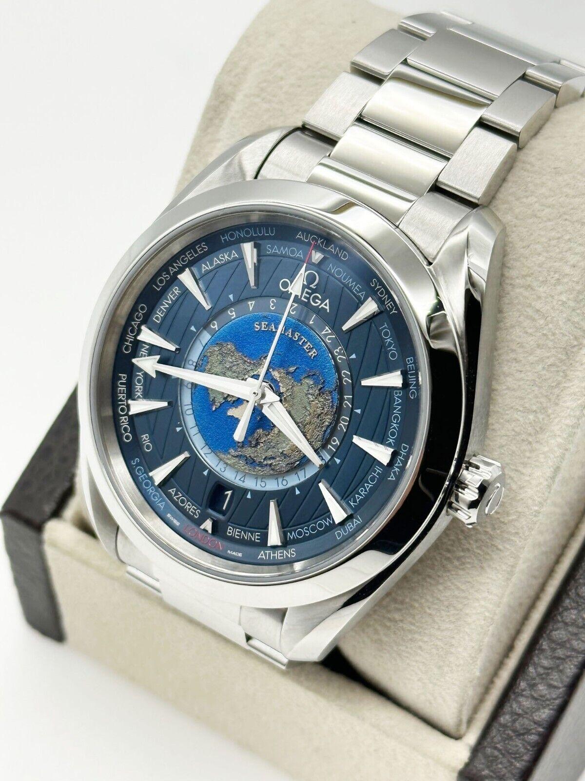 2021 Omega 220.10.43.22.03.001 Seamaster Aqua Terra GMT Weltzeituhr Box Papier für Damen oder Herren