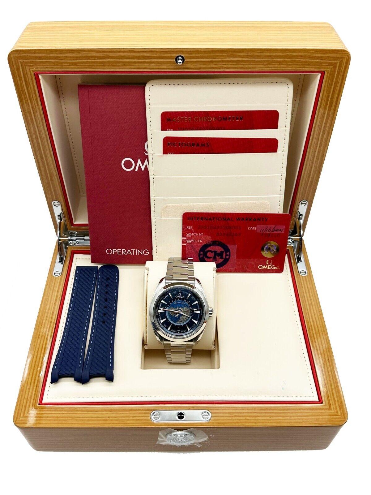 2021 Omega 220.10.43.22.03.001 Seamaster Aqua Terra GMT Weltzeituhr Box Papier 1